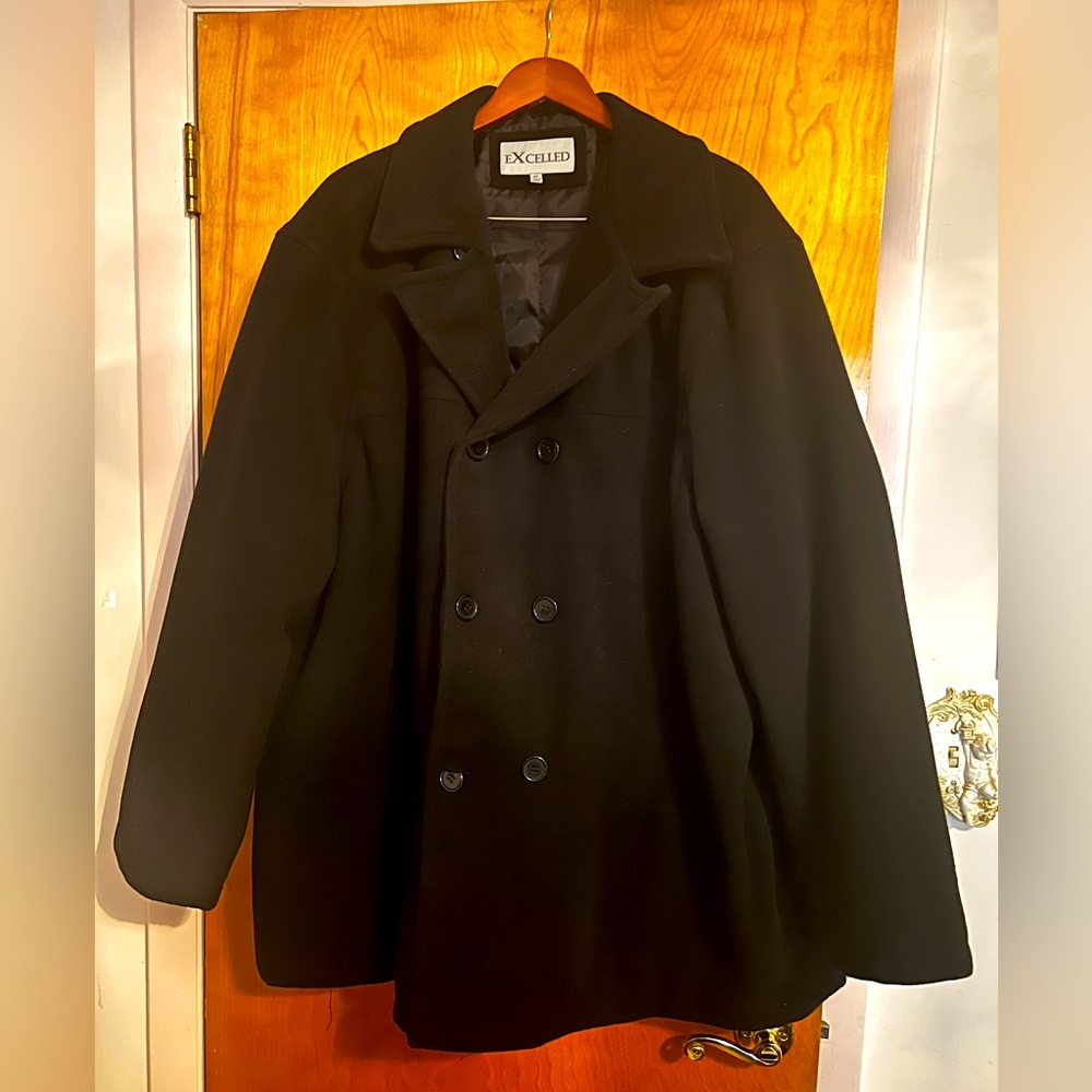 Excelled Men’s Black Peacoat (4XL)